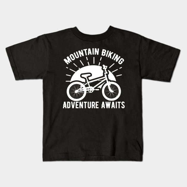 Vintage Mountain Bike Cyclist Kids T-Shirt by Monster Skizveuo